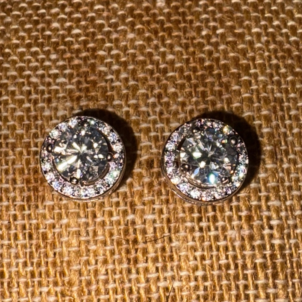 Sterling Silver Two Carat Moissanite Earrings - Picture 4 of 7